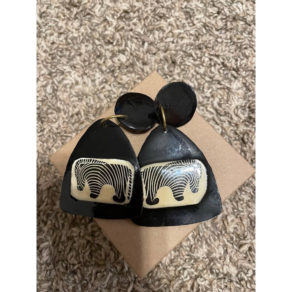 Zebra clip on earrings